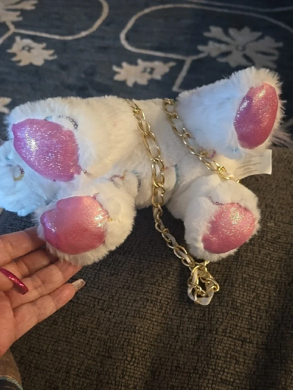 Plush Unicorn Crossbody Bag - Pink & White